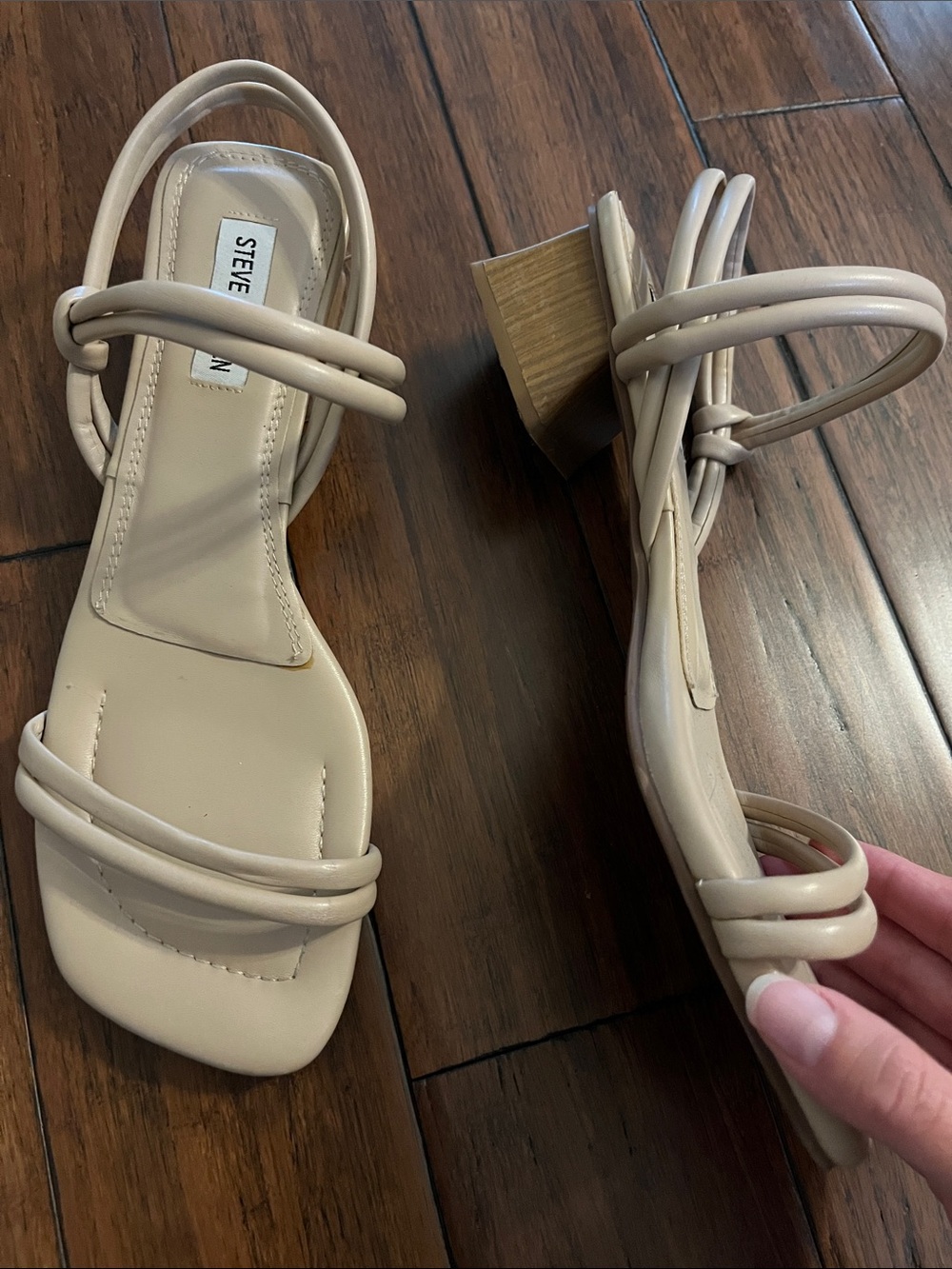 Steve Madden Beige Strappy Block Heels